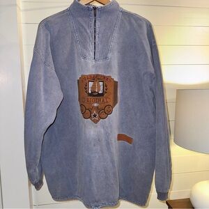 Vintage Del Mar Lynn & Me Blue Pullover 1/4 zip with Nautical Patch Size L/XL